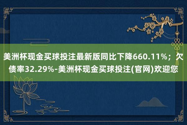 美洲杯现金买球投注最新版同比下降660.11%；欠债率32.29%-美洲杯现金买球投注(官网)欢迎您