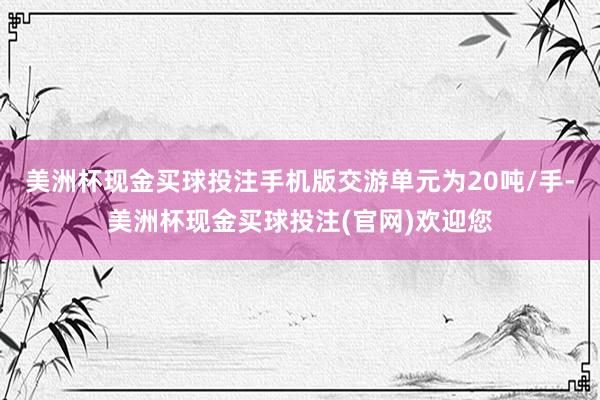 美洲杯现金买球投注手机版交游单元为20吨/手-美洲杯现金买球投注(官网)欢迎您