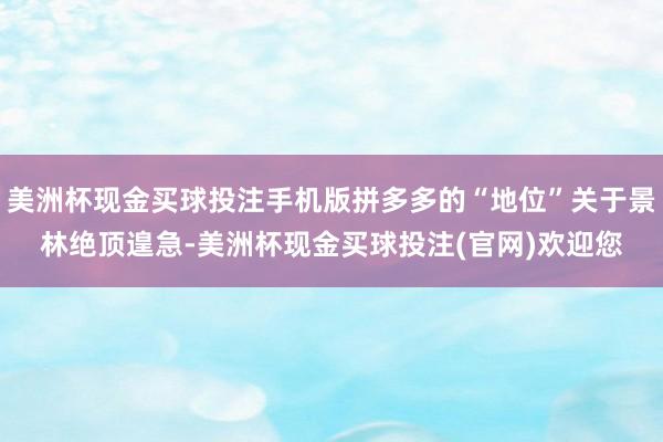 美洲杯现金买球投注手机版拼多多的“地位”关于景林绝顶遑急-美洲杯现金买球投注(官网)欢迎您