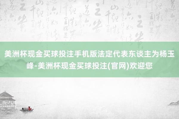 美洲杯现金买球投注手机版法定代表东谈主为杨玉峰-美洲杯现金买球投注(官网)欢迎您