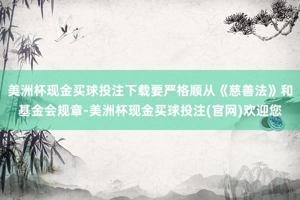 美洲杯现金买球投注下载要严格顺从《慈善法》和基金会规章-美洲杯现金买球投注(官网)欢迎您